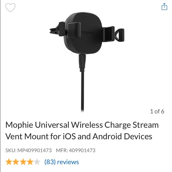 Mophie Wireless Charging Auto Vent Mount for Smartphones - Picture 8 of 9